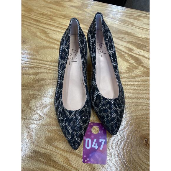 AGL Attilio Giusti Leombruni Pump Women's 8 Black Leopard Print Block Heel - Picture 1 of 7